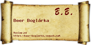 Beer Boglárka névjegykártya