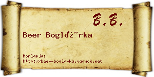 Beer Boglárka névjegykártya